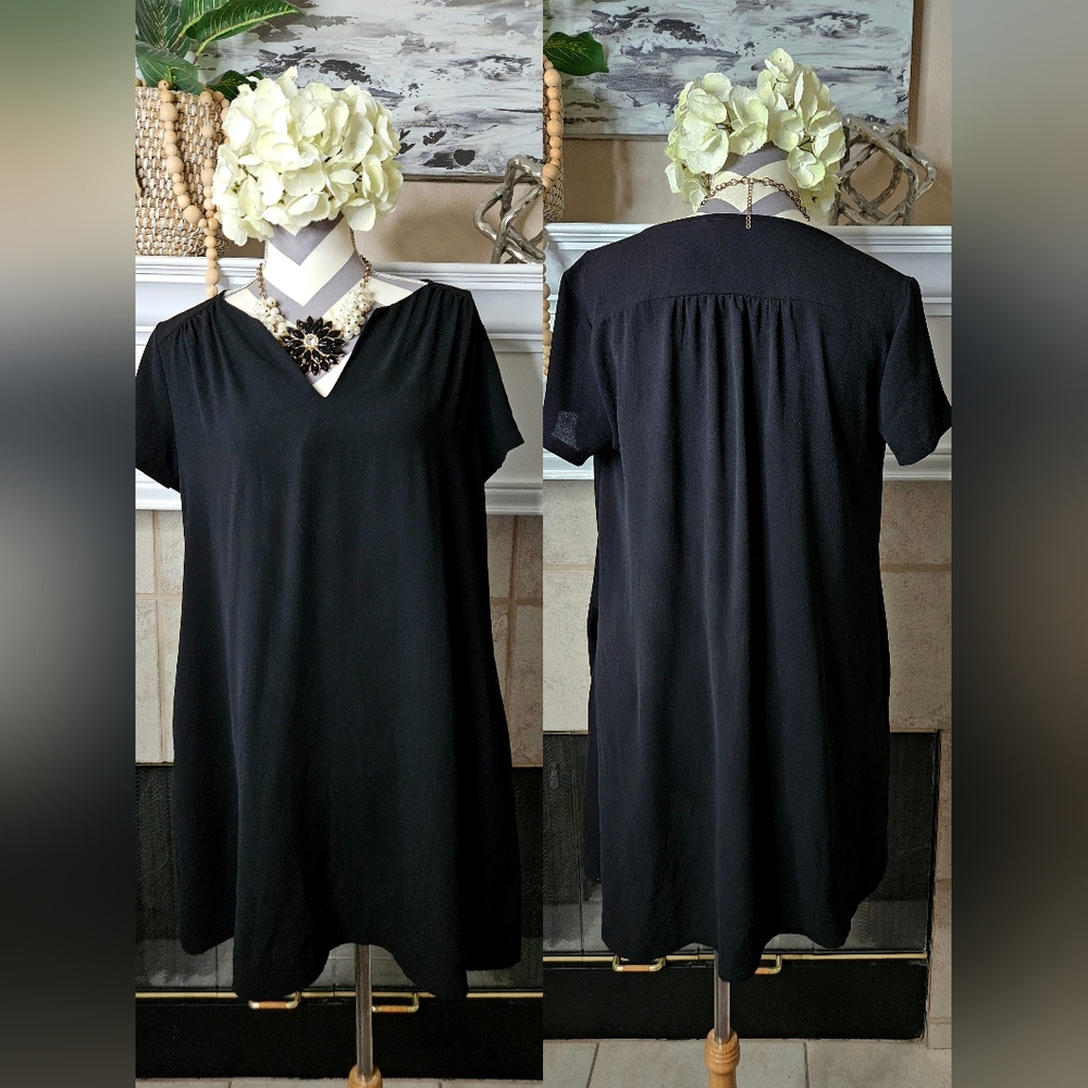 Lush Black V-Neck Tunic Top/Dress S